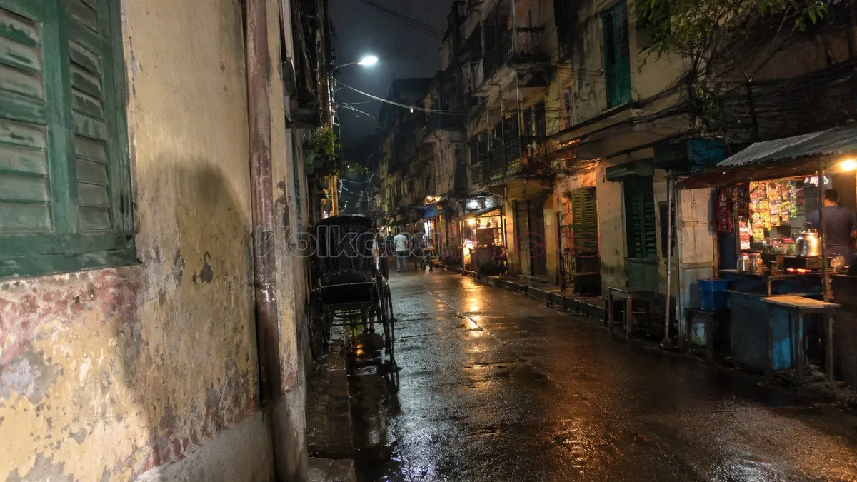 A lane in North Kolkata at night