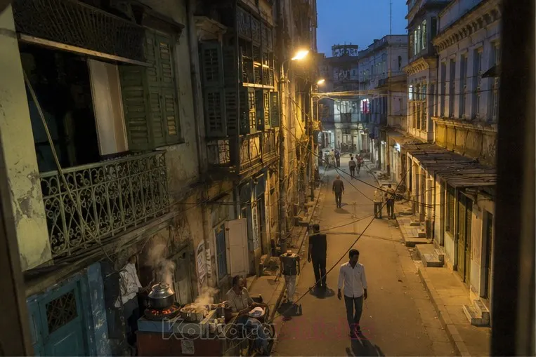 An old North Kolkata lane near Sonagachi at dusk